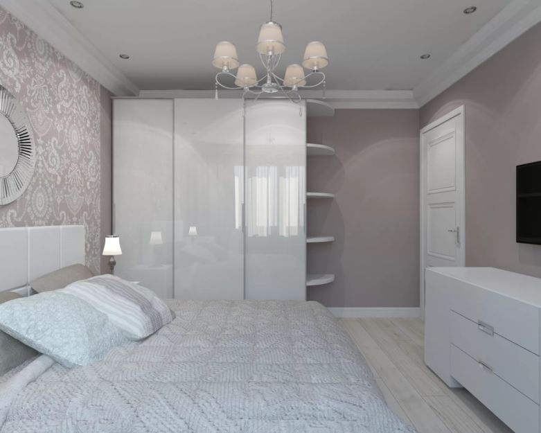 Дизайн-проект спальни с гардеробной и балконом: фото готовых проектов ... Дизайн Спальни С Угловой Гардеробной