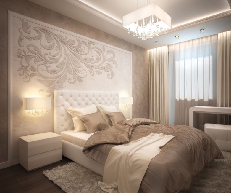 Дизайн обоев для спальни в современном стиле: фото светлых .